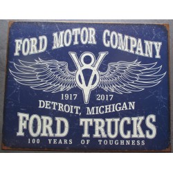 plaque ford motor company vieillit 100 years logo v8 aillé deco tole usa garage