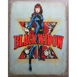 plaque super heroine  black widow  tole affiche deco metal usa loft