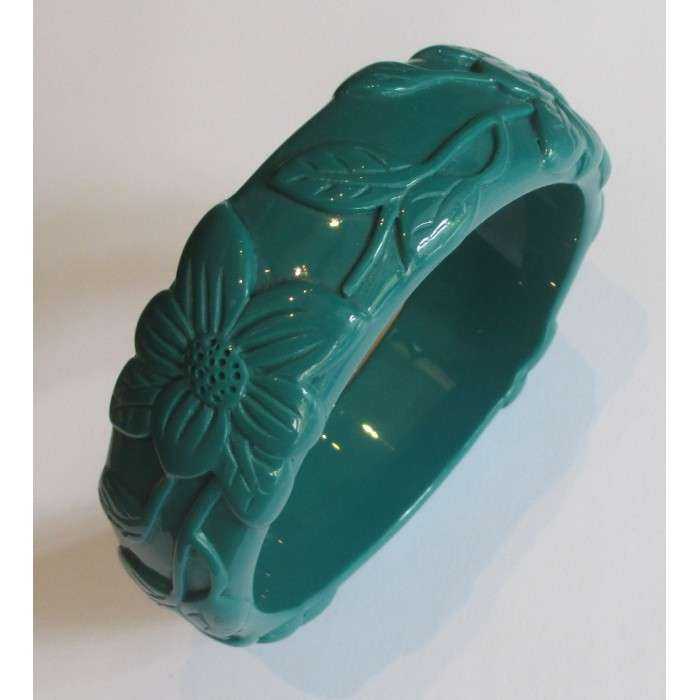 bracelet plastique résine fleur couleur bleu pétrole pin up rockabilly hawaii femme bracelet plastique résine fleur couleur bleu pétrole pin up rockabilly hawaii femme