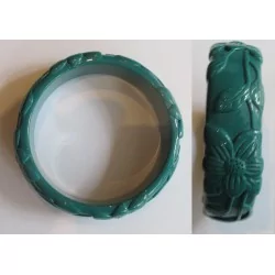 bracelet plastique résine fleur couleur bleu pétrole pin up rockabilly hawaii  femme
