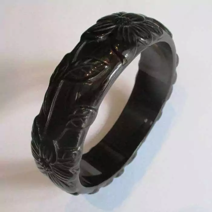 bracelet plastique résine fleur couleur noire pin up rockabilly hawaii  femme