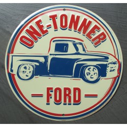plaque  ford pick up one tonner truck tole ronde 30cm deco garage affiche metal