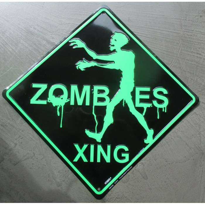 plaque zombie xing verte et noire 42cm tole deco affiche drole plaque zombie xing verte et noire 42cm tole deco affiche drole