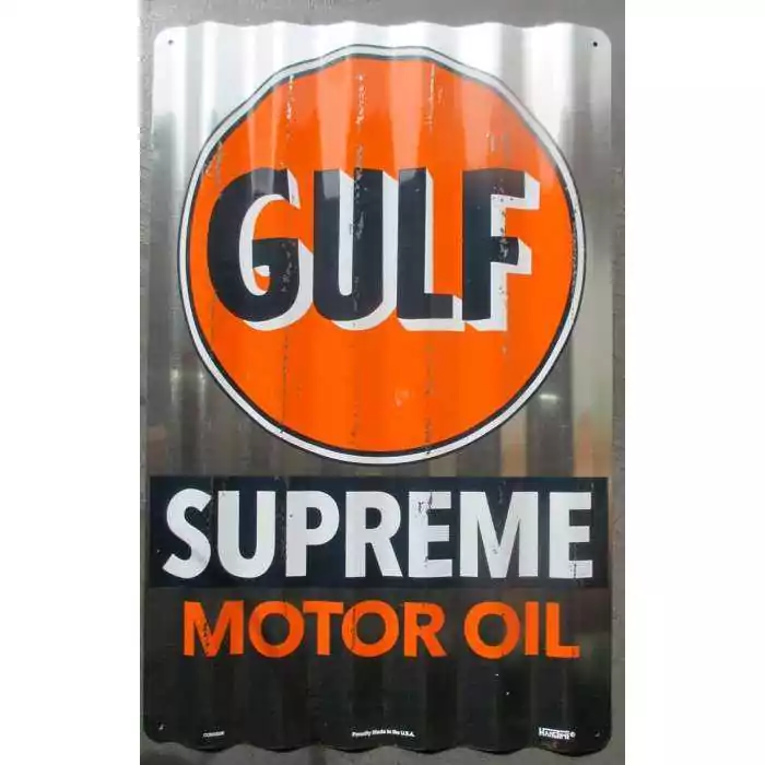 plaques gulf ondulé huile supreme motor oil 45cm pub garage loft diner
