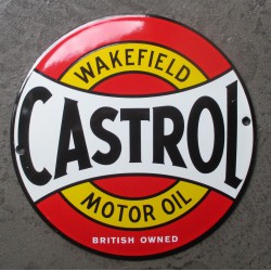 mini plaque emaillée castrol motor oil  ronde rouge deco garage huile