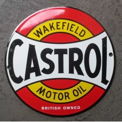 mini plaque emaillée castrol motor oil ronde rouge deco garage huile