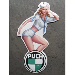 mini plaque emaillée pin up en habit de marin logo moto puch tole email deco garage mini plaque emaillée pin up en habit de marin logo moto puch tole email deco garage