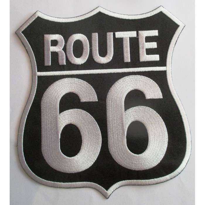 gros patch route 66 blason noir et blanc 20x18.5 cm écusson dos veste blouson biker fan usa gros patch route 66 blason noir et blanc 20x18.5 cm écusson dos veste blouson biker fan usa