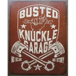 plaque busted knuckle garage marron pistons croisés tole publicitaire deco  usa