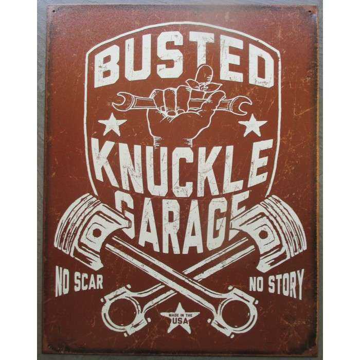 plaque busted knuckle garage marron pistons croisés tole publicitaire deco usa plaque busted knuckle garage marron pistons croisés tole publicitaire deco usa