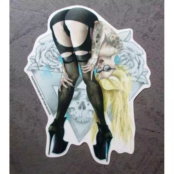 sticker blonde sexy qui montre ses fesses hot girl autocollant