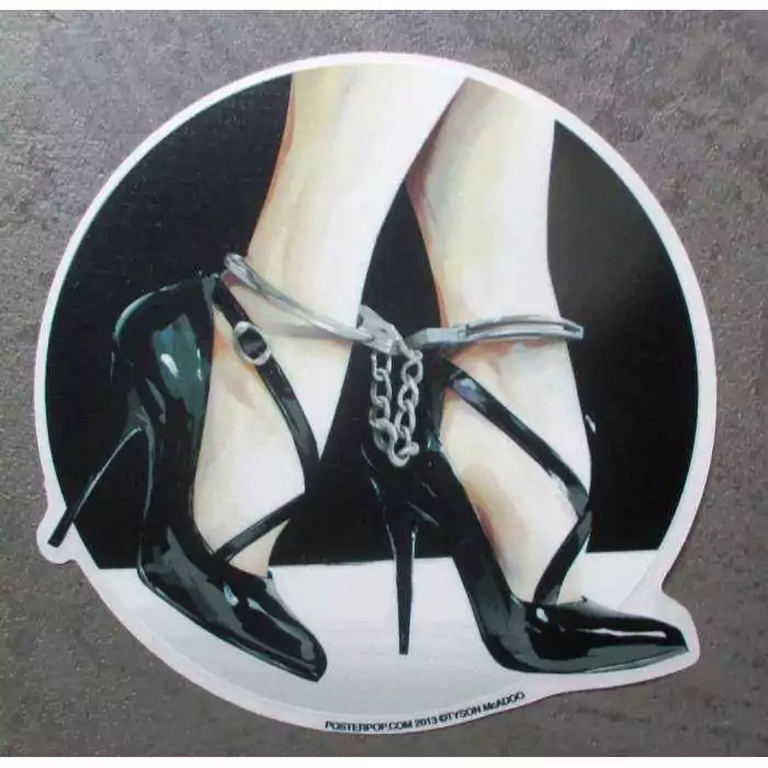 sticker menotte et chaussure sexy fetish pied autocollant rock roll drole