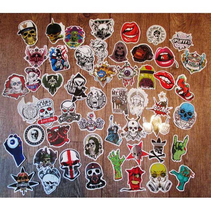 lot de 50 stickers crane tete de mort autocollant fond blanc pirate biker lot de 50 stickers crane tete de mort autocollant fond blanc pirate biker