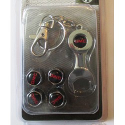 hotrodspirit x4 Bouchon Valve de Roue + Porte cle GMC Logo Noir et Rouge 