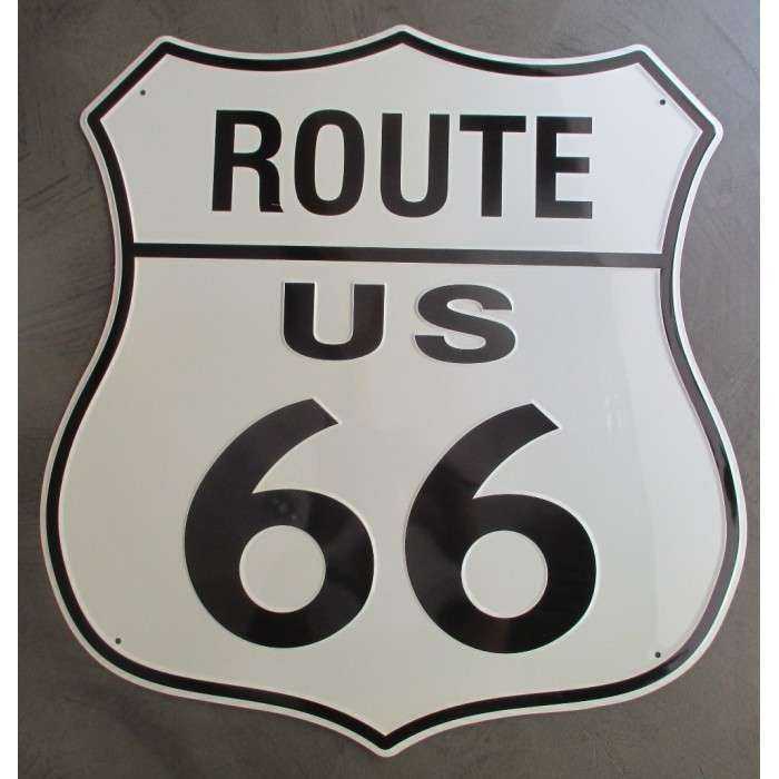 plaque route 66 blason blanc et noir 60cm tole deco diner usa loft plaque route 66 blason blanc et noir 60cm tole deco diner usa loft