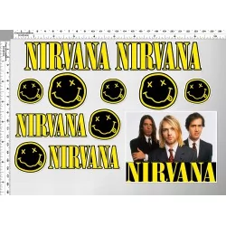 1 planche de stickers groupe de grunge nirvana kurt decoration auto moto fan musique