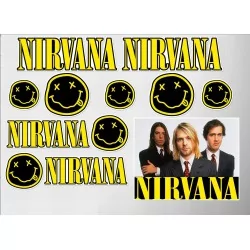 1 planche de stickers groupe de grunge nirvana kurt decoration auto moto fan musique