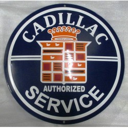 grosse plaque emaillée ronde cadillac 50cm cm tole email americaine