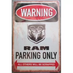 plaque dodge RAM parking affiche pub tole métaldeco garage