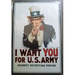 plaque oncle sam i want you for US army 30cm tole métal deco garage loft