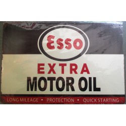plaque esso extra motor oil 30cm tole métal deco garage  huile essenceloft