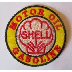 patch shell motor oil gasoline blanc jaune ecusson veste blouson huile