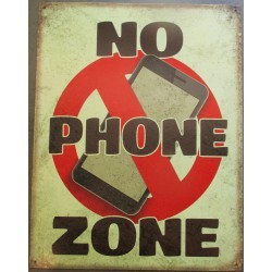 plaque no phone zone 41x32 cm deco garage restaurant..affiche metal