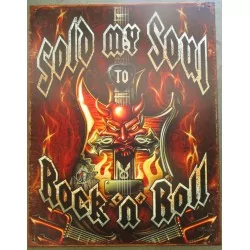 plaque sold my soul to rock & roll 41x32 cm deco garage affiche metal groupe musique