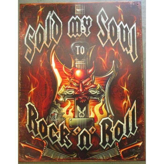 plaque sold my soul to rock & roll 41x32 cm deco garage affiche metal groupe musique plaque sold my soul to rock & roll 41x32 cm deco garage affiche metal groupe musique