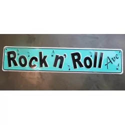 plaque rock roll avenue bleu (plaque de rue)  tole déco  fan des fifties