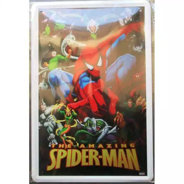 plaque amazing spiderman l'araignée super hero tole publicitaire metal pub