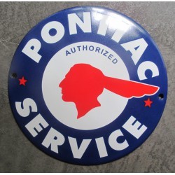 mini plaque emaillée pontiac service bleu 12cm tole email usa