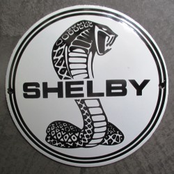 mini plaque emaillée shelby serpent noir et blanche 12cm tole email usa