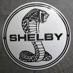 mini plaque emaillée shelby serpent noir et blanche 12cm tole email usa