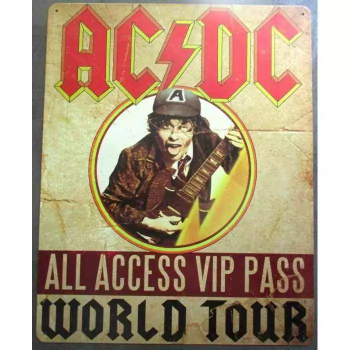 plaque acdc world tour groupe hard rock  40cm tole deco fan musique
