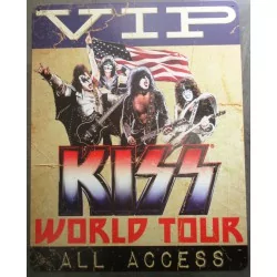 plaque KISS world tour  VIP access groupe hard rock  40cm tole deco fan musique