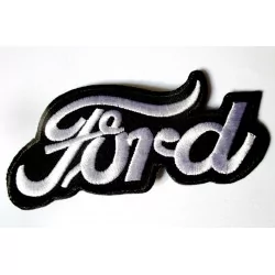 patch ford vieux logo  noir blanc thermocollant auto 9.5x4cm