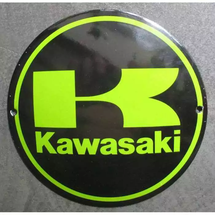 mini plaque emaillée moto kawasaki sportive 12cm tole email usa
