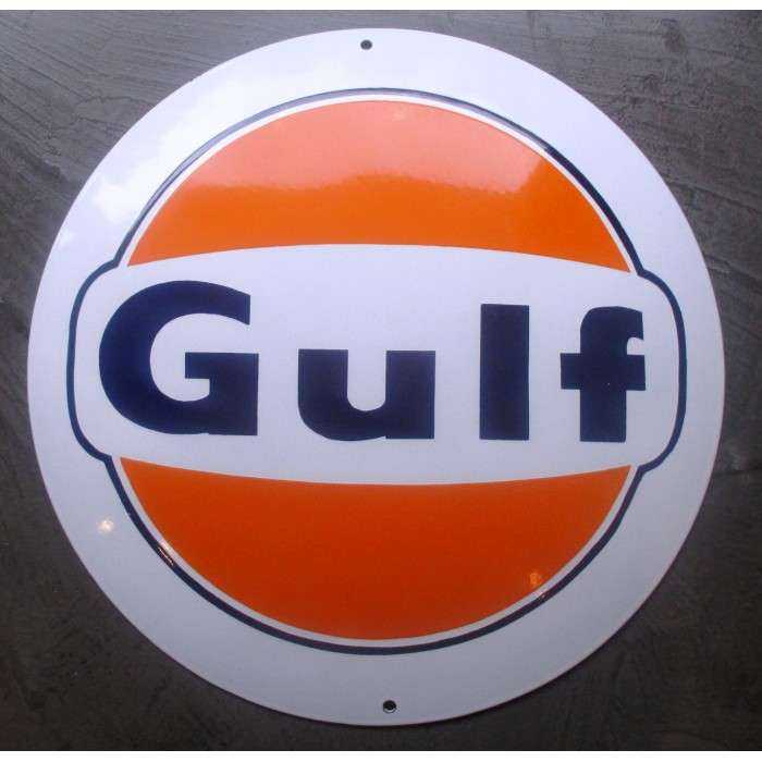 grosse plaque emaillée gulf orange 40cm tole deco huile essence grosse plaque emaillée gulf orange 40cm tole deco huile essence