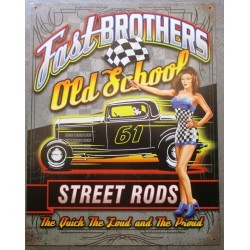plaque pin up sexy et hot rod fast brothers old school tole metal garage diner loft