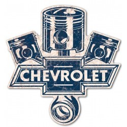 grande plaque chevrolet et piston 62x60cm tole metal garage diner loft