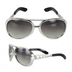 lunette de soleil style elvis presley argenté griseking rock roll look année 70