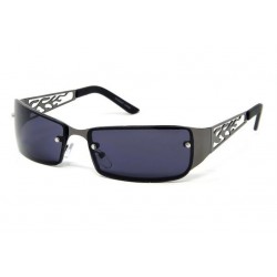 lunette de soleil flame découpée grise foncé métal et plastique rock roll biker
