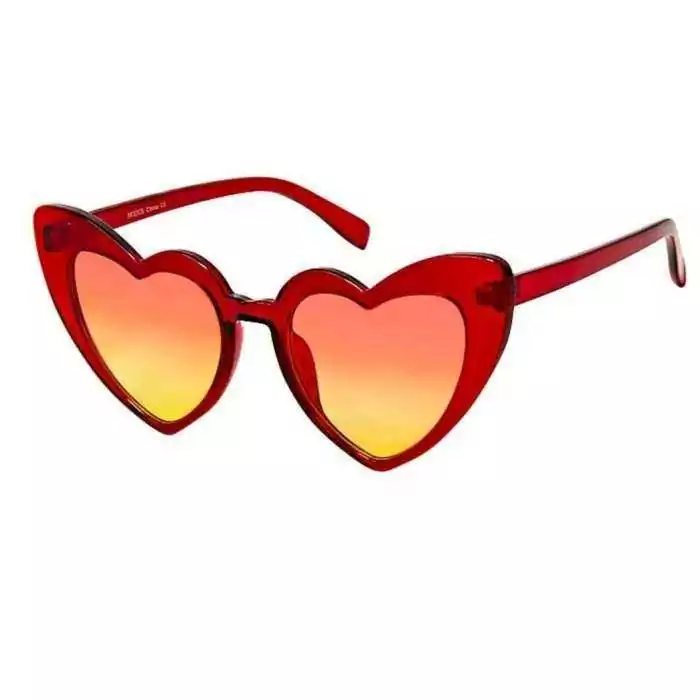 lunette de soleil femme forme coeur rouge transparent pin up rockabilly