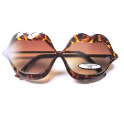 lunette de soleil femme forme bouche levre leopard pin up rockabilly