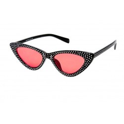 lunette de soleil femme avec nombreux strass noir verre rouge pin up rockabilly