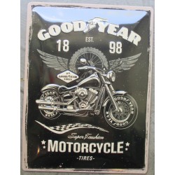 plaque good year motorcycle moto tole bombée noire 40cm pub garage