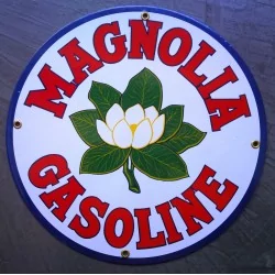 plaque alu magnolia fleur blanche motor oil company tole metal garage huile pompe à essence