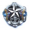Belt buckle black star white and swallow rockabilly man woman