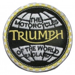 patch moto triumph world planete 8cm ecusson thermocollant